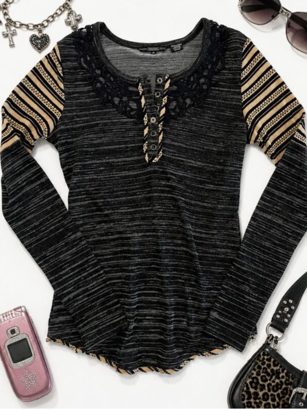 Miss Me Long Sleeve Y2K Top | Size Medium | Excellent Vintage Condition